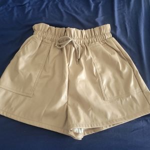 Tan fake leather shorts